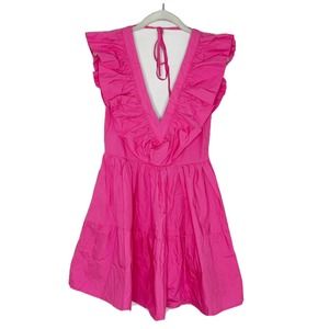 Runway Scout maya hot pink ruffle sleeveless cotton mini  Dress- size xs new
